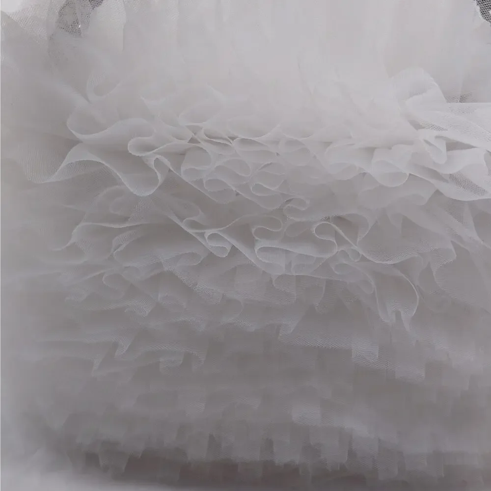 Badgley Mischka Womens Evening Bag White Tulle Rhinestone Bridal Formal Wedding